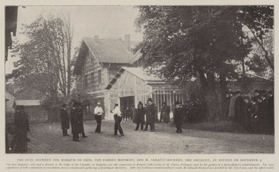 Duellen mellom Marquis de Dion, den kjente bilisten, og M Gerault-Richard, sosialisten, i Neuilly 4. november av English Photographer