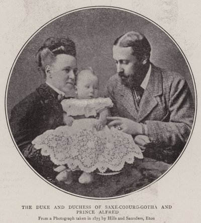 Hertugen og hertuginnen av Sachsen-Coburg-Gotha og prins Alfred av English Photographer