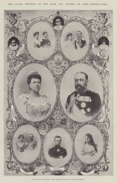 Hertugen og hertuginnen av Saxe-Coburg-Gotha, med sine barn og barnebarn av English Photographer