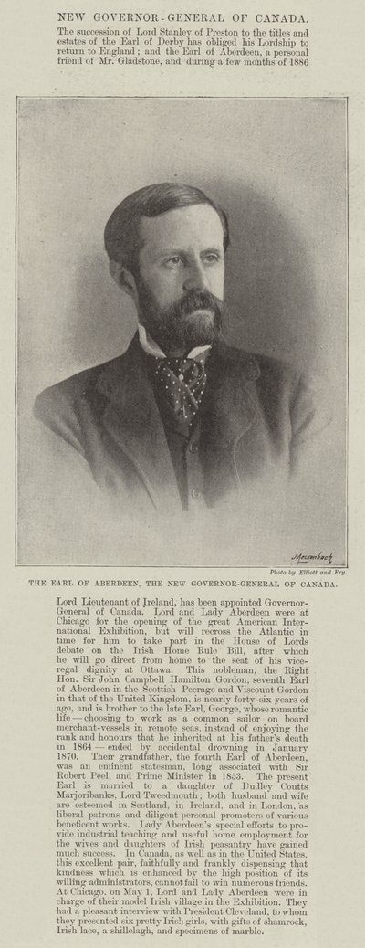 Jarlen av Aberdeen, den nye generalguvernøren i Canada av English Photographer