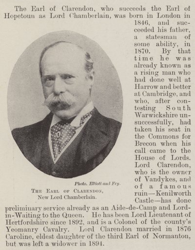 Jarlen av Clarendon, New Lord Chamberlain av English Photographer