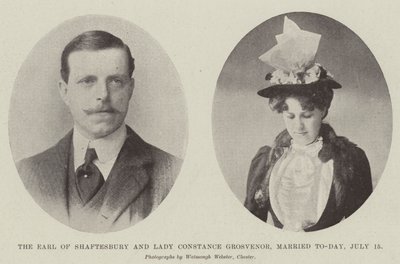 Jarlen av Shaftesbury og Lady Constance Grosvenor, giftet seg i dag, 15. juli av English Photographer