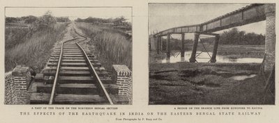 Effektene av jordskjelvet i India på Eastern Bengal State Railway av English Photographer