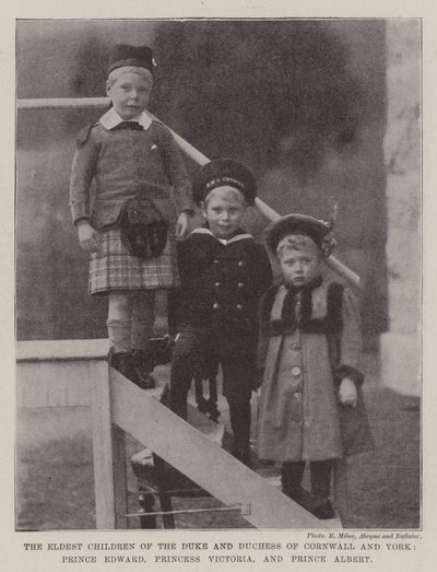 De eldste barna til hertugen og hertuginnen av Cornwall og York, prins Edward, prinsesse Victoria og prins Albert av English Photographer