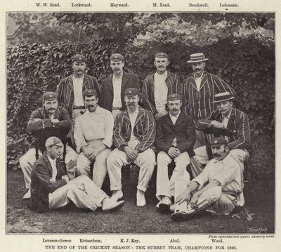 The End of the Cricket Season, Surrey Team, Champions for 1895 av English Photographer