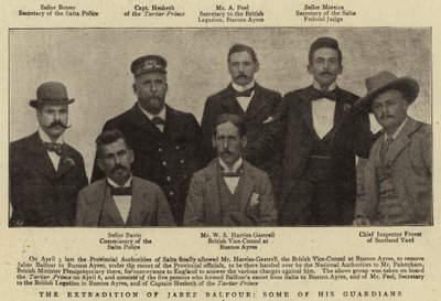 Utleveringen av Jabez Balfour, noen av hans voktere av English Photographer