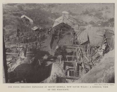 The Fatal Colliery Explosion ved Mount Kembla, New South Wales, et generelt syn på vraket av English Photographer