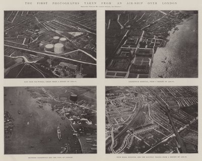 De første bildene tatt fra et luftskip over London av English Photographer