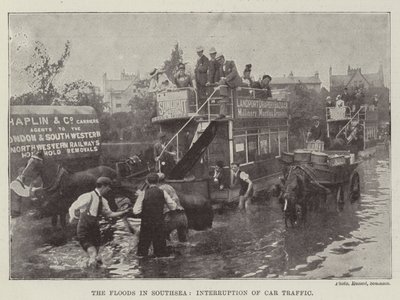 Flommen i Southsea, avbrudd i biltrafikken av English Photographer