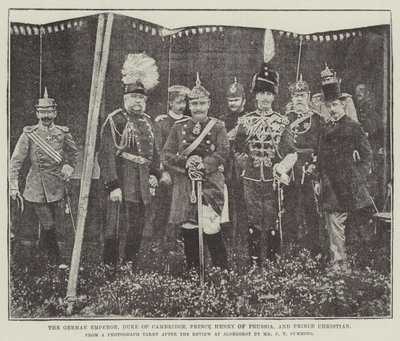 Den tyske keiseren, hertugen av Cambridge, prins Henrik av Preussen og prins Christian av English Photographer