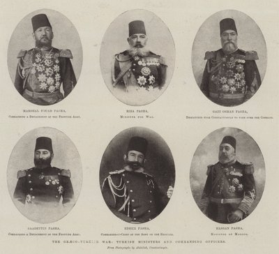 Den gresk-tyrkiske krigen, tyrkiske ministre og befal av English Photographer