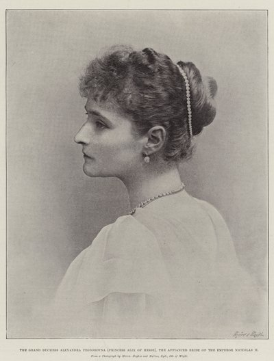 Storhertuginnen Alexandra Feodorovna (prinsesse Alix av Hessen), keiseren Nicholas IIs forlovede brud av English Photographer