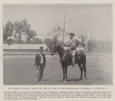 The Horse Bugler, solgt for £2627 i Aid of the Australian Bushmens Contingent, Adelaide. Illustrasjon for The Illustrated London News, 26. mai 1900 av English Photographer