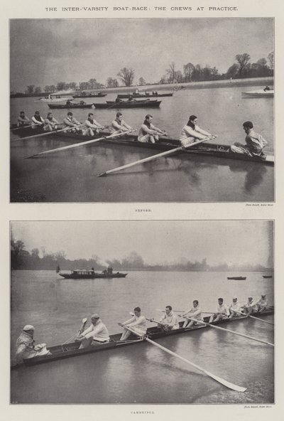 Inter-Varsity Boat-Race, mannskapene på trening av English Photographer