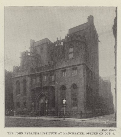 John Rylands Institute i Manchester, åpnet 6. oktober av English Photographer