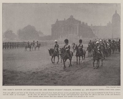 The Kings Review of the Guards on the Horse Guards Parade, 27. oktober, Hans Majestet inspiserer linjene av English Photographer
