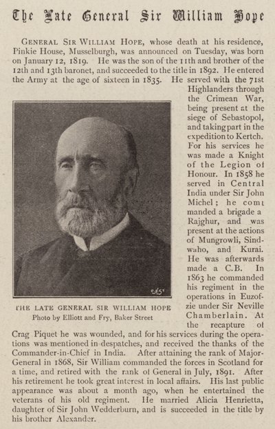 Den avdøde general Sir William Hope av English Photographer