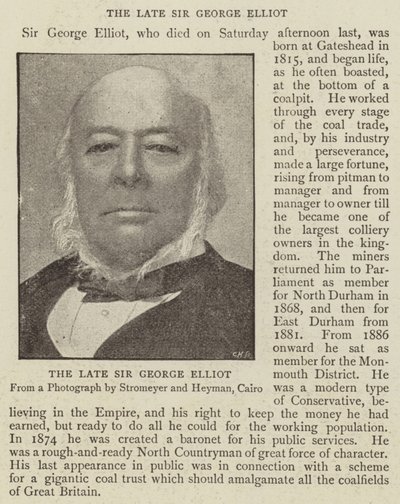 Den avdøde Sir George Elliot av English Photographer