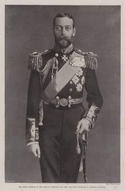 Det siste portrettet av hertugen av Cornwall og York, Hans kongelige høyhet i admiralkostyme av English Photographer