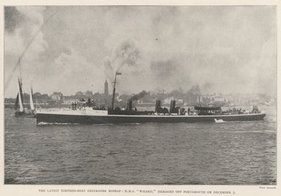 The Latest Torpedo-Boat Destroyer-ulykken, HMS Wizard, ble skadet utenfor Portsmouth 5. desember av English Photographer