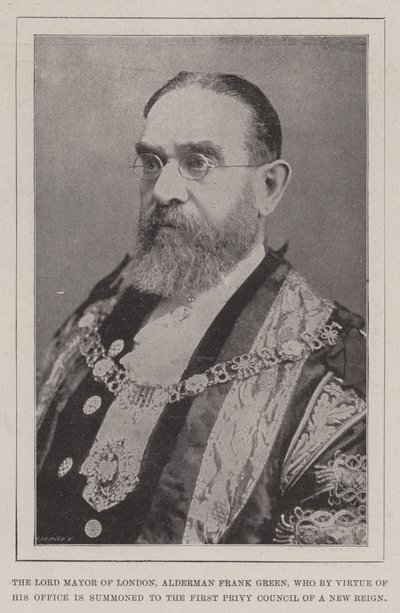 Lord Mayor of London, Alderman Frank Green, som i kraft av sitt embete blir innkalt til First Privy Council of a New Reign av English Photographer