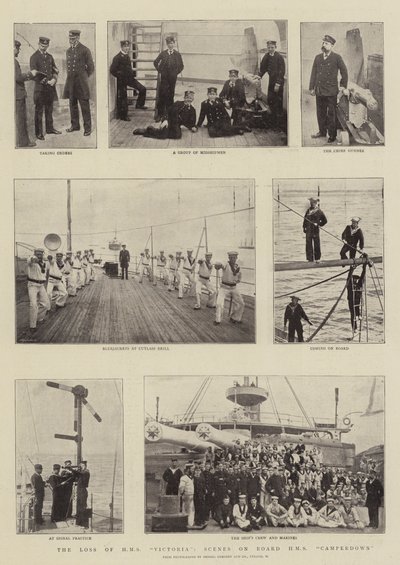 Tapet av HMS Victoria, scener om bord på HMS Camperdown av English Photographer