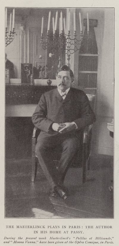 Maeterlinck-skuespillet i Paris, forfatteren i sitt hjem i Passy av English Photographer