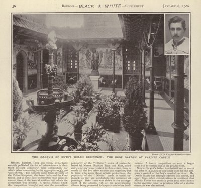 The Marquis of Butes Welsh Residence: Takhagen på Cardiff Castle (s/hvitt-bilde) av English Photographer