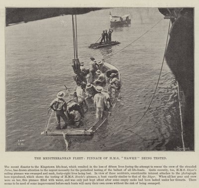 Middelhavsflåten, Pinnace fra HMS Hawke blir testet av English Photographer