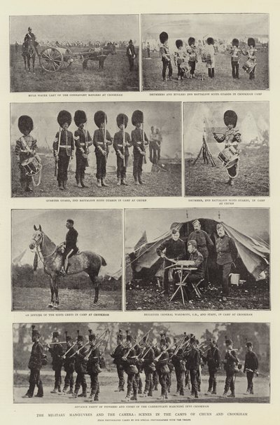 De militære manøvrene og kameraet, scener i leirene Churn og Crookham av English Photographer