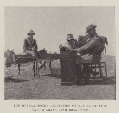 The Musical Boer, Recreation on the Veldt at a Kaffir Kraal nær Brandfort av English Photographer