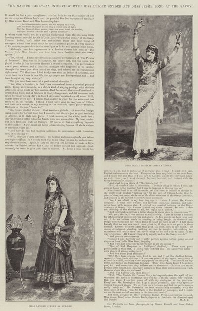 The Nautch Girl, et intervju med frøken Lenore Snyder og frøken Jessie Bond på Savoy av English Photographer