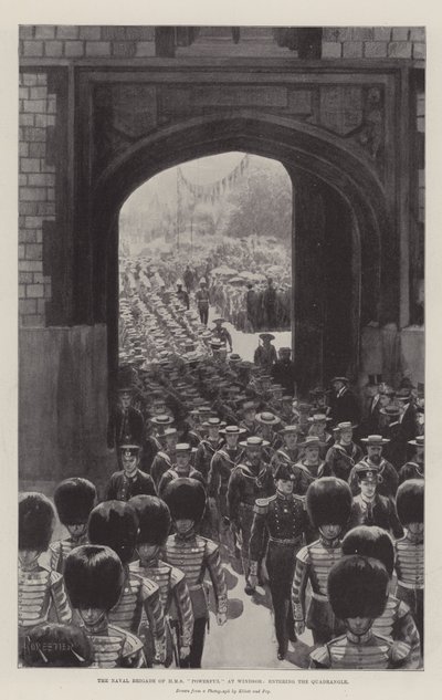 Naval Brigade of HMS Powerful ved Windsor, går inn i firkanten av English Photographer