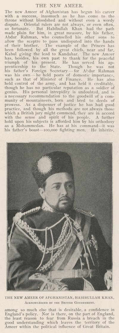 The New Ameer of Afghanistan, Habibullah Khan, anerkjent av den britiske regjeringen av English Photographer
