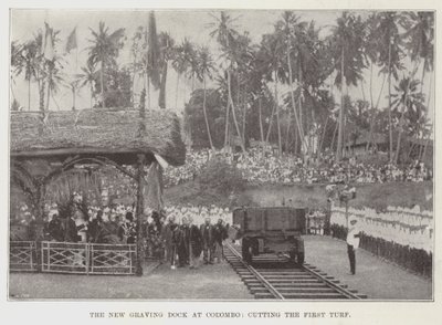 The New Graving Dock i Colombo, Cutting the First Turf av English Photographer