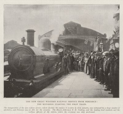 The New Great Western Railway Service fra Penzance, ordførerinnen starter det første toget av English Photographer
