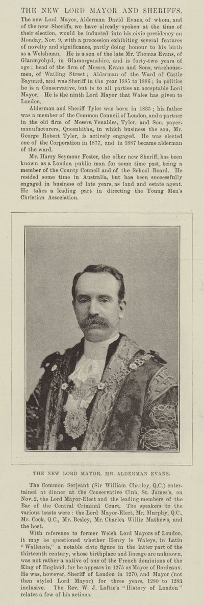 Den nye Lord Mayor, Mr Alderman Evans av English Photographer