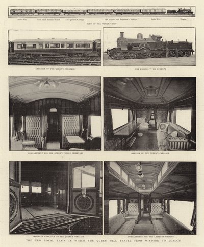 Det nye kongelige toget der dronningen skal reise fra Windsor til London av English Photographer
