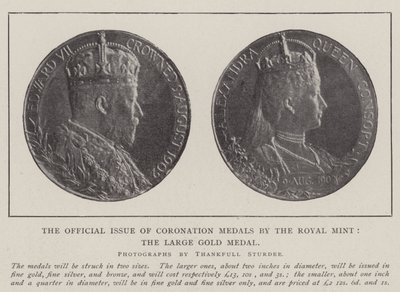 Den offisielle utgaven av kroningsmedaljer av Royal Mint, den store gullmedaljen av English Photographer