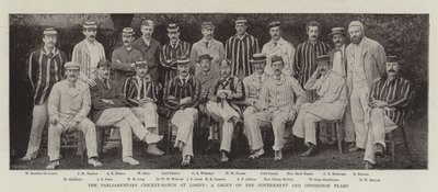 Den parlamentariske cricketkampen ved Lords, en gruppe av regjerings- og opposisjonslag av English Photographer
