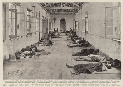 Pesten i Hong Kong, i Mens Ward of the Glass Works, Kennedy Town, midlertidig brukt som sykehus av English Photographer