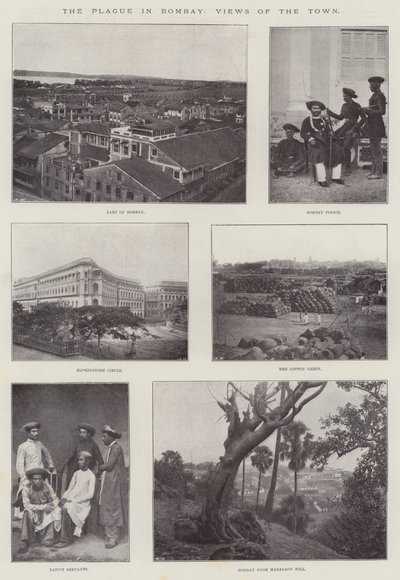 Pesten i Bombay, utsikt over byen av English Photographer