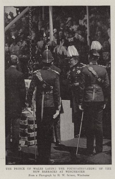 Prinsen av Wales legger grunnsteinen til New Barracks i Winchester av English Photographer