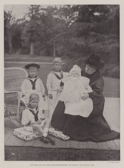 Dronningen og hennes spedbarns oldebarn, familien til hertugen av York av English Photographer