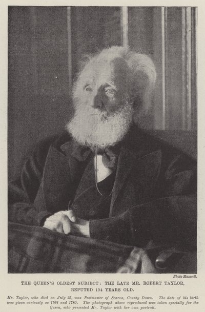Queens eldste subjekt, avdøde Robert Taylor, kjent som 134 år gammel av English Photographer