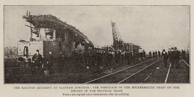 Jernbaneulykken ved Clapham Junction, vraket av Bournemouth-toget på motoren til Feltham-toget av English Photographer
