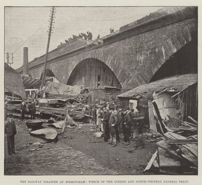 Jernbanekatastrofen i Birmingham, vraket av London og North-Western Express Train av English Photographer