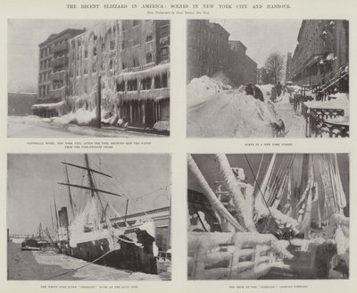 The Recent Blizzard i Amerika, scener i New York City og Harbor av English Photographer