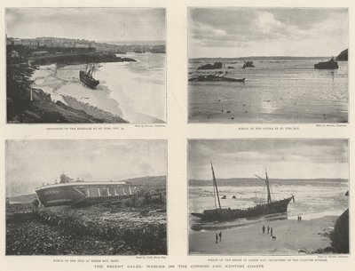 De siste stormene, vrakene på kysten av Cornwall og Kentish av English Photographer