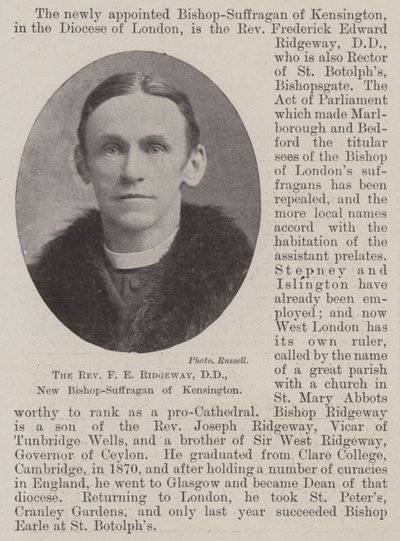Pastor F E Ridgeway, DD, New Bishop-Suffragan av Kensington av English Photographer